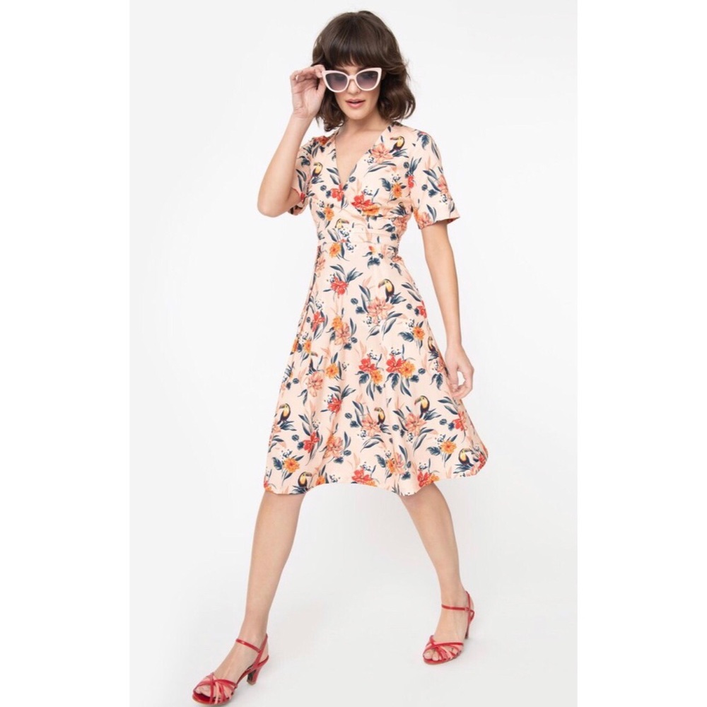 Blush Tropical Floral Piper Swing Dress